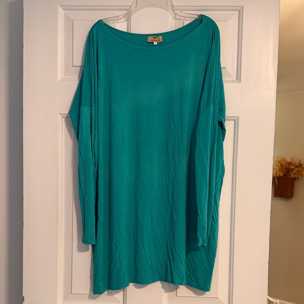 Piko 1988 Teal Long-Sleeve Tunic Dress